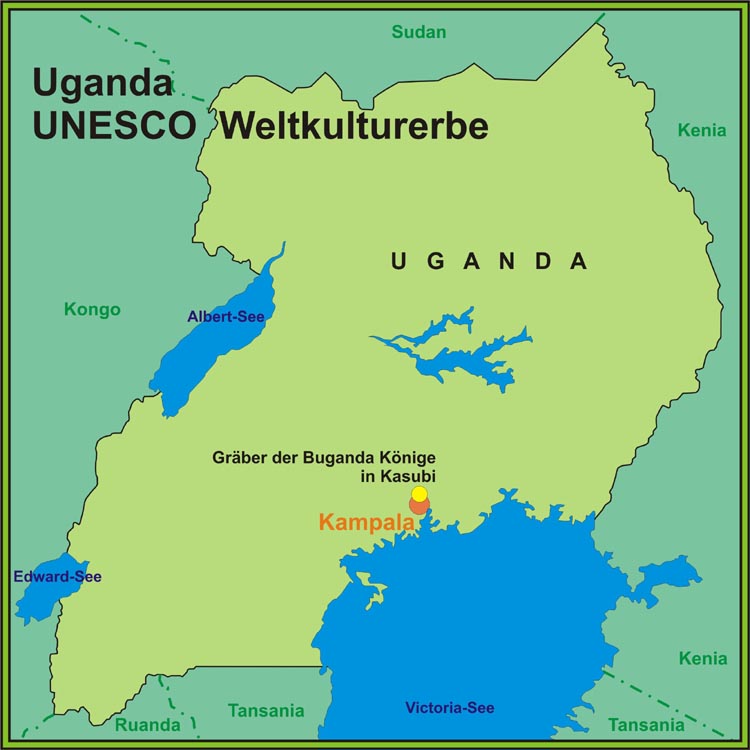 Karte des UNESCO-Weltkulturerbe in Uganda